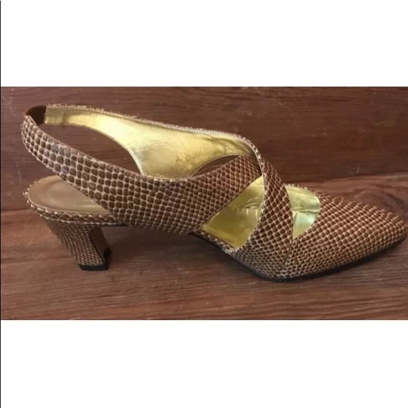 Escada Snakeskin Embossed Leather Slingback Shoes - Picture 4 of 6